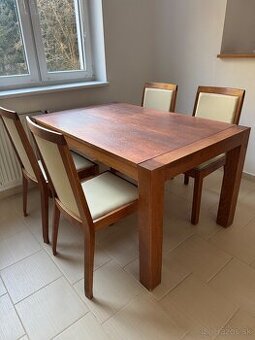 Masivny jedalensky stol + 6 stoliciek