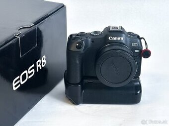 Canon R8 + battery grip + ef-eosR adaptér