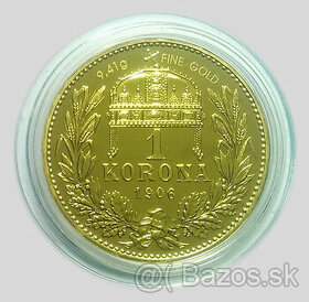 zlato 1 Korona 1906 KB novorazba Budapešť 2014