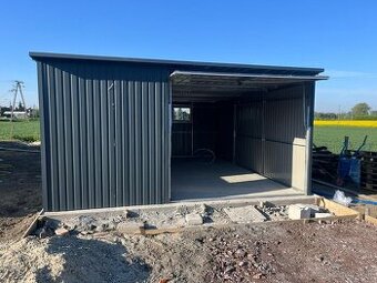 Plechová garáž 5×5 m – tmavý antracit (BTX 7016)