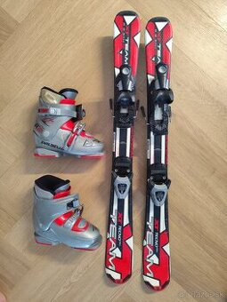 Detský lyžiarsky set: Lyže 90 cm + lyžiarky 19