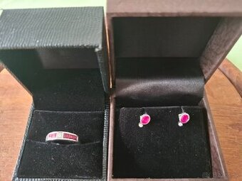 Predam prsten a nausnice biele zlato s rubinmi a diamantmi.