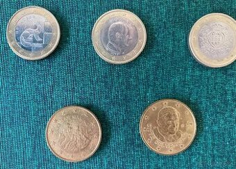 3x Euro Mince 1€ 2x 50 cent