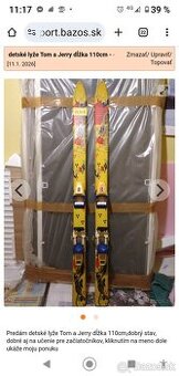 detské lyže Tom a Jerry dĺžka 110cm -