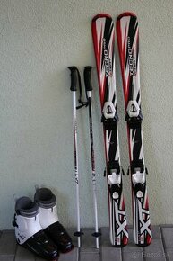 KOMPLET SET : lyže 110cm s lyžiarkami veľ. 34 a palicami
