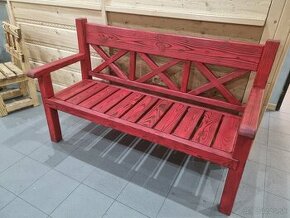 záhradná lavica - X - 3 miestna - vintage červená