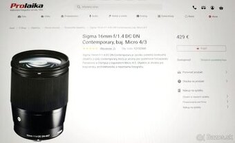 SIGMA 16mm/1,4 DC DN CONTEMPORARY