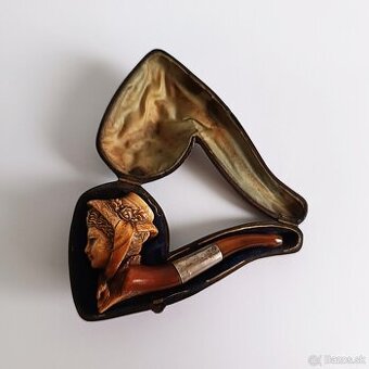 Starožitná ručne vyrezávana fajka z morskej peny -  Žena v k