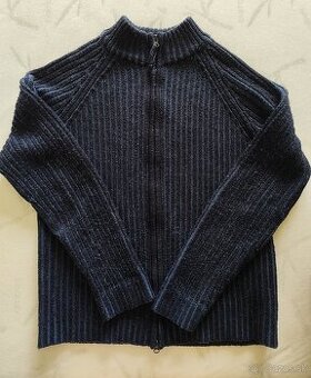 Pánsky sveter na zips vo farbe denim