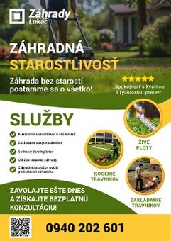 🌿 Kompletná záhradná starostlivosť – kosenie, siatie, revit