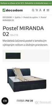 Manželska postel 180x200