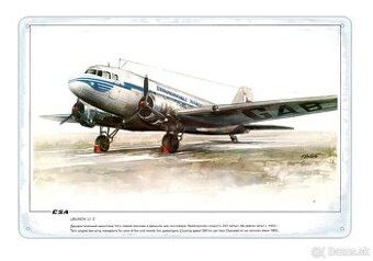 plechová cedule - Lisunov Li-2 (Československé aerolinie)