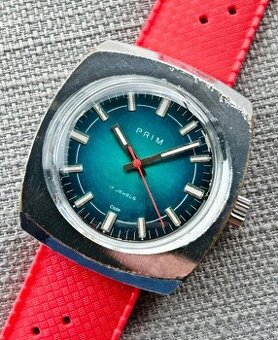 Československé Retro Vintage Mechanické hodinky PRIM Modré