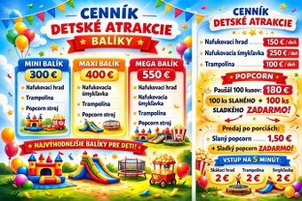 🎉 PRENÁJOM DETSKÝCH ATRAKCIÍ – NAFUKOVACIE HRADY, ŠMYKĽAVKY