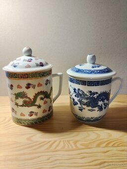 Porcelánové hrnčeky, činsky motív