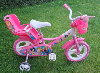 Predam detsky bicykel pre zacinajucu jazdkynu s nosicom pre