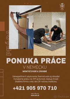 PONUKA PRÁCE – MONTÁŽ DVERÍ A ZÁRUBNÍ V NEMECKU