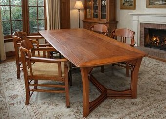 Jedálenský celodubový set stôl so 4x stolička kreslová