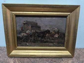 Farkaš Csallokoz Lorinc- stará olejomaľba