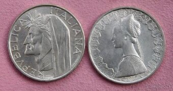 Mince strieborné - 500 lir Dante Aligieri a Caravella