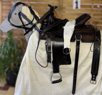 Westernový sedlový komplet 1) černé s hnědou - 1