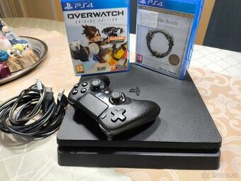 Sony PlayStation 4 slim + 1x ovládač + 2x hra