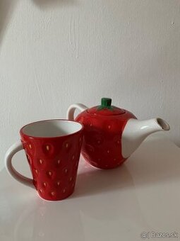Čajník s pohárom JAHODA súprava / set
