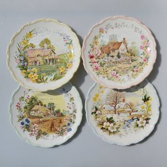 kompletná sada - 4 porcelánové taniere 4 ročné obdobia