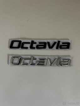 Octavia 2 nápis chrómový a čierny lesklý