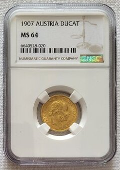 Zlatý dukát Franz Jozef I., 1907, NGC MS64