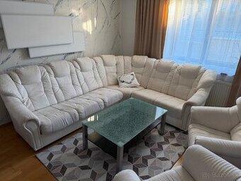 Sedacia súprava biela brúsené koža