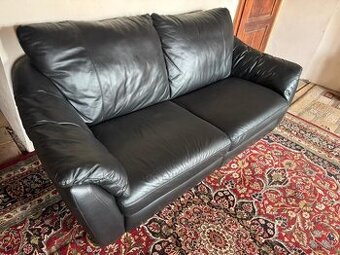 Černá kožená sedačka,5843