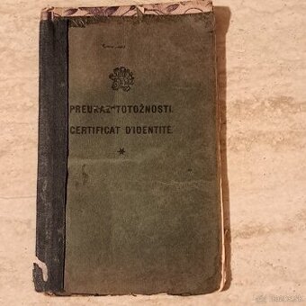 Identifikačný, občiansky  preukaz z obdobia 1.republiky