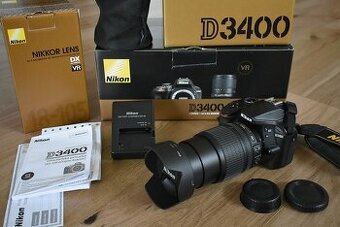 Nikon d3400 s bluetooth - VR objektiv 18-105 AF 1 tis. cvak.