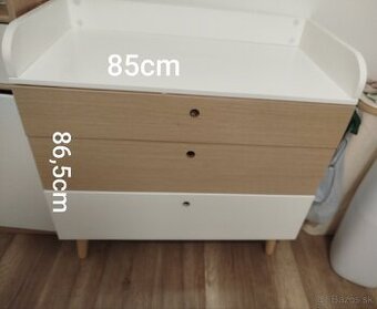 Prebaľovacia pult biela + Sonoma, hĺbka 45cm