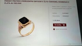 Zlatý prsteň, pánsky s ONYX kameňom, Zlatokov Trencin - 1