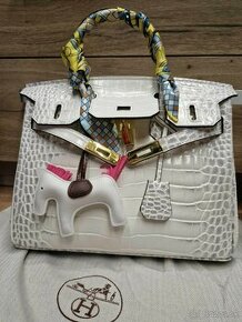 Nová luxusná kabelka HERMES BIRKIN WHITE GREY CROCO