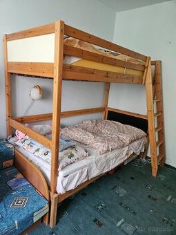 Ikea Posteľ vysoká rám drevo Masív Borovica