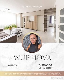 Znížená cena - Na predaj 3 izbový byt, Wurmova, Košice