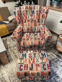 Kreslo ušiak CLIP s taburetkou - 1