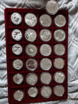 Zbierka investičné strieborné mince.