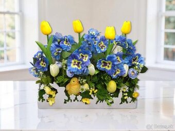 Jarná dekorácia na dekoračnom podnose - obojstranná