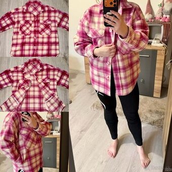 pink/white damska stylova flisova kosela-bunda-kabat