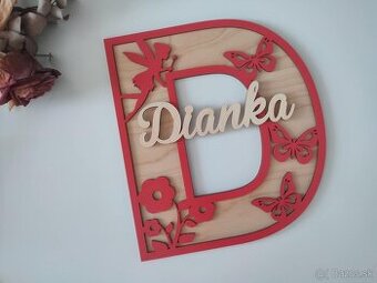 Drevené písmenko s menom D, červené