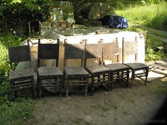 Starozitne stolicky, koza, 6 ks.