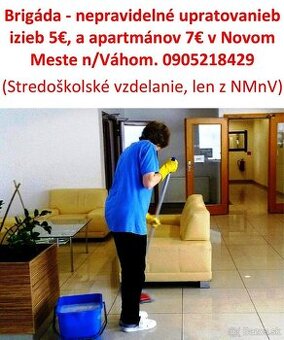 Upratovanie izieb a apartmanov v Novom Meste n/Vahom