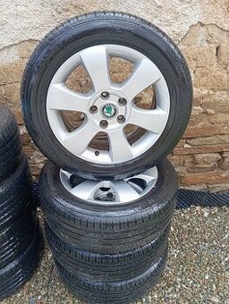 Sada disky+ pneumatiky letne originál škoda 5x112 r16