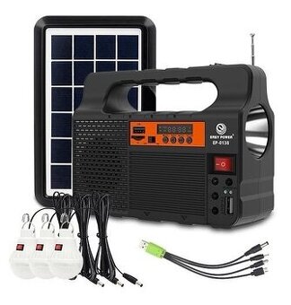 Solárny generátor Easy Power s rádiom, BT + 3 žiarovky