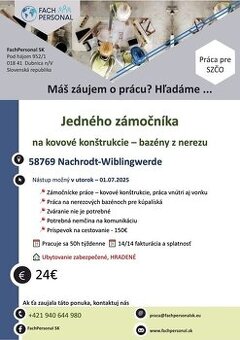 Práca do Nemecka pre jedného zámočníka