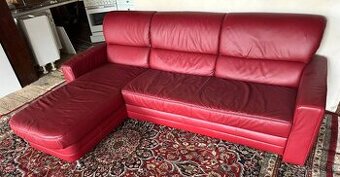 Rohová rozkládací kožená sedačka, 5276 - 1